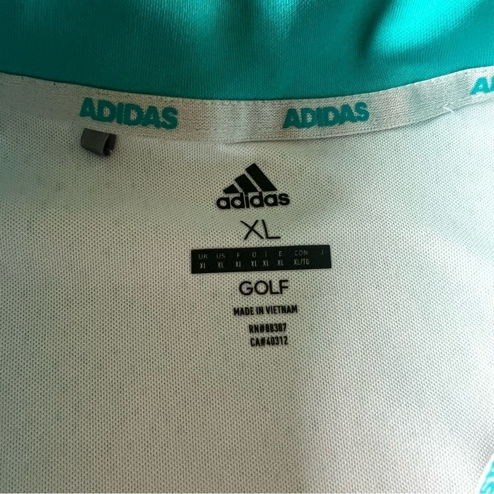 Adidas Women’s Golf Sleeveless Polo Shirt White Turquoise Green Size XL - Picture 7 of 10
